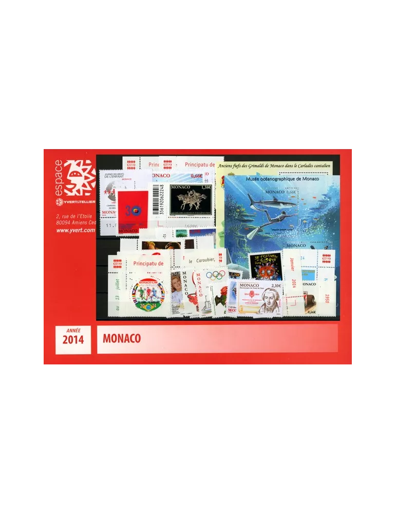 n° 2907/2951 - Timbre Monaco Année complète (2014)