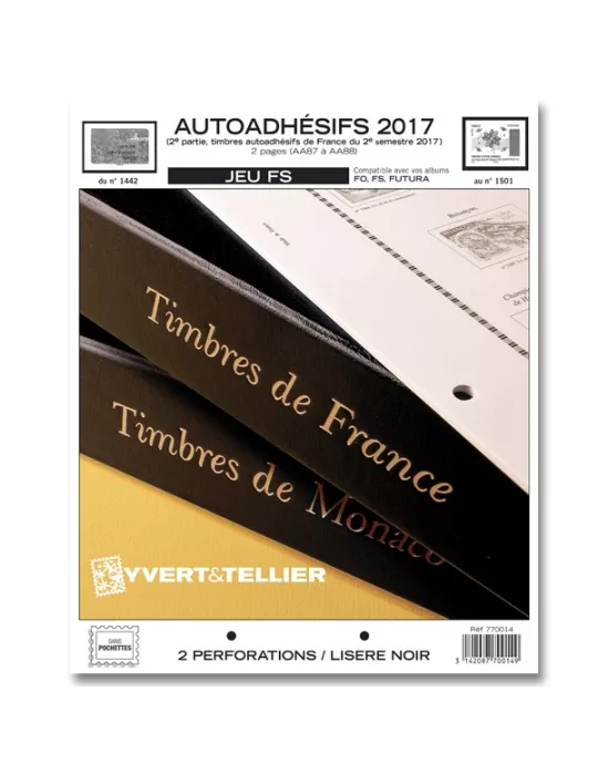 FRANCE AUTOADHESIFS FS : 2017 - 2E SEMESTRE (JEUX SANS POCHETTES)