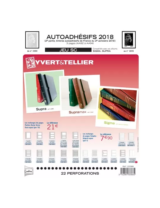 FRANCE AUTOADHESIFS SC : 2018 - 2E SEMESTRE (JEUX AVEC POCHETTES)