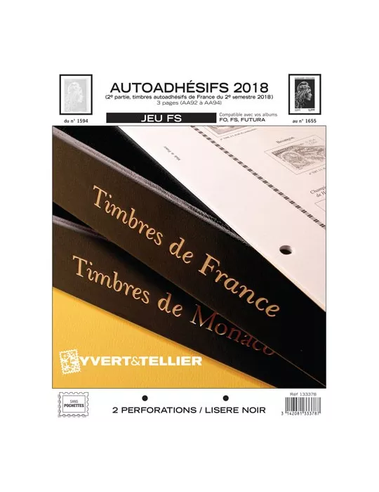 FRANCE AUTOADHESIFS FS : 2018 - 2E SEMESTRE (JEUX SANS POCHETTES)