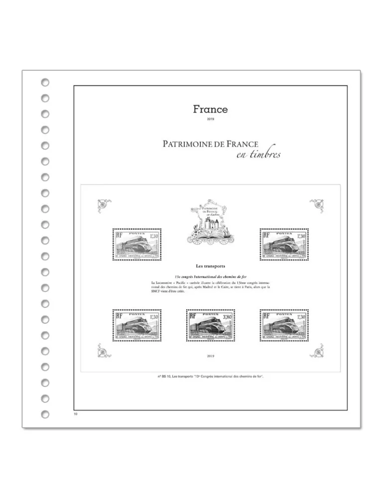 PATRIMOINE DE FRANCE EN TIMBRES SC : 2019 (JEUX AVEC POCHETTES)