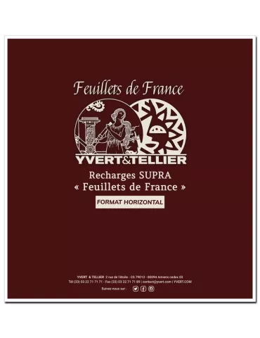 Pages horizontales SUPRA FEUILLETS DE FRANCE : blanc avec cadre (x10)