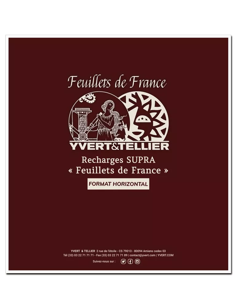 Pages horizontales SUPRA FEUILLETS DE FRANCE : blanc avec cadre (x10)