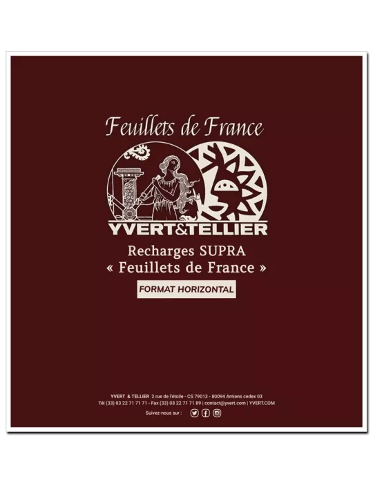 Pages horizontales SUPRA FEUILLETS DE FRANCE : blanc avec cadre (x10)