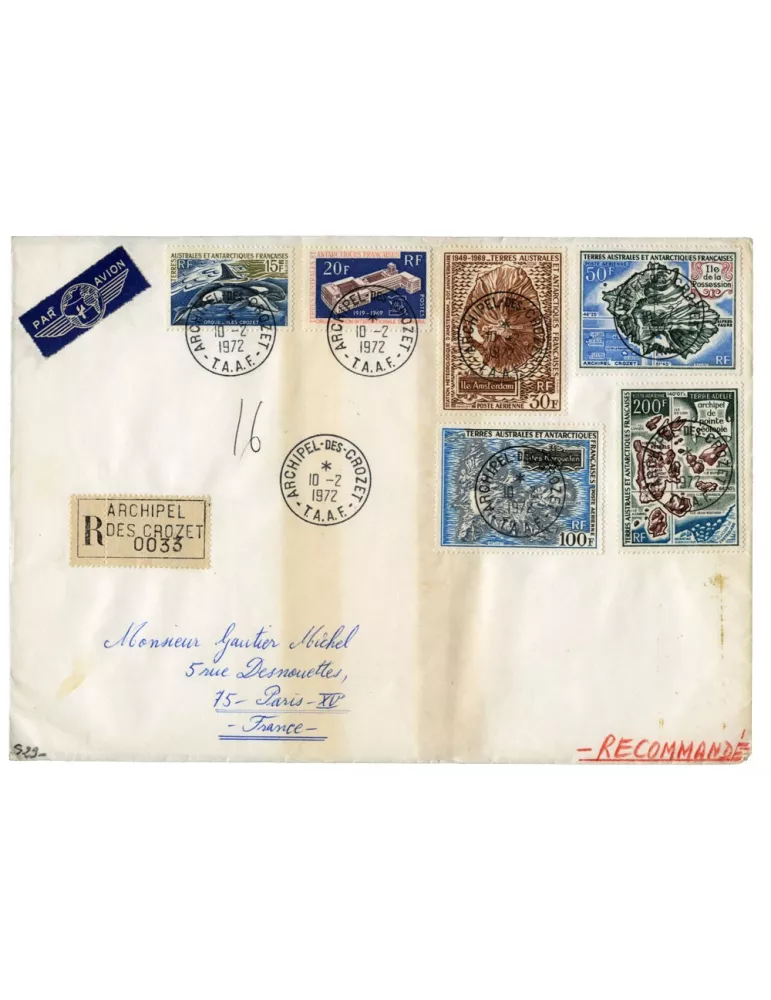 n°30, n° 32, PA n° 20 et PA n° 22/24 obl. sur lettre - Timbre TAAF Poste