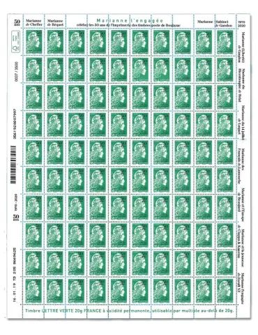 n° 5439 - Timbre France Poste (Feuille Marianne l’Engagée LV surchargée)