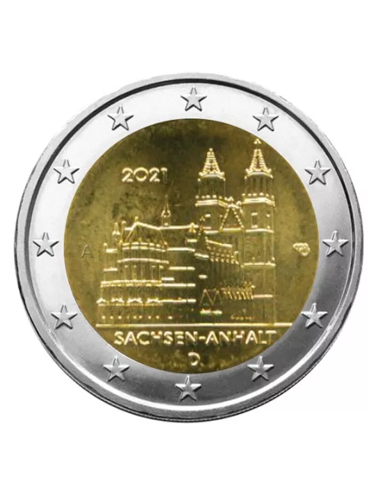 2 EURO COMMEMORATIVE 2021 : ALLEMAGNE - Cathédrale de Sachsen-Anhalt (5 pièces)