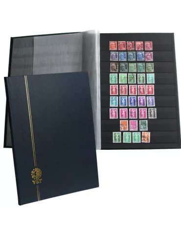 PERFECTA : Classeur fixe pour timbres (Grand modèle-Pages Noires-16p.)