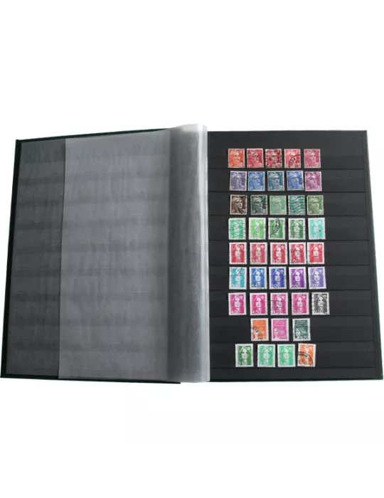 PERFECTA : Classeur fixe pour timbres (Grand modèle-Pages Noires-48p.)