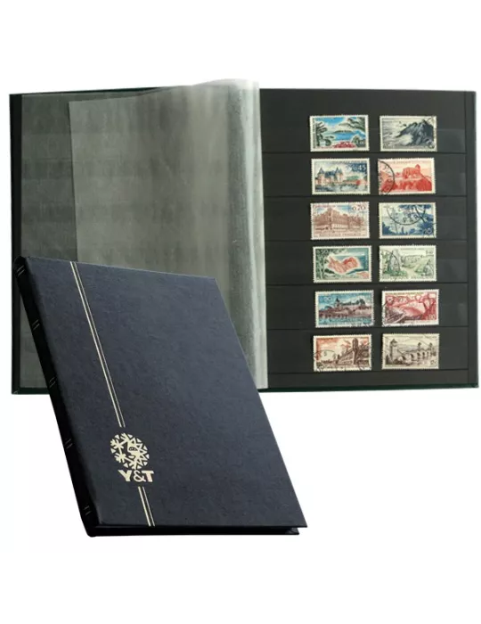 PERFECTA : Classeur fixe pour timbres (Petit modèle-Pages Noires-16p.)