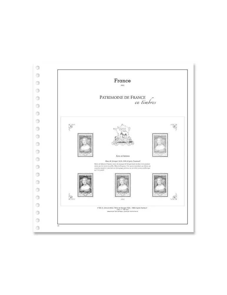 PATRIMOINE DE FRANCE EN TIMBRES SC : 2022 (JEUX AVEC POCHETTES)