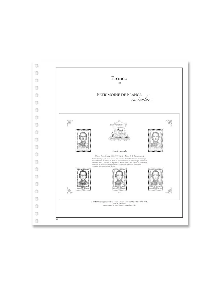 PATRIMOINE DE FRANCE EN TIMBRES SC : 2022 (JEUX AVEC POCHETTES)