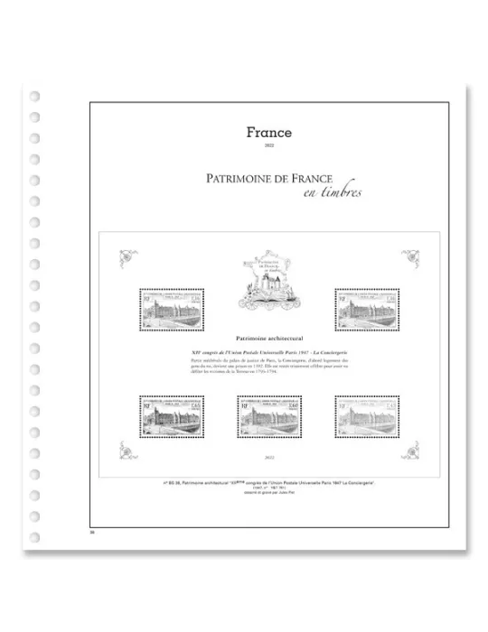 PATRIMOINE DE FRANCE EN TIMBRES SC : 2022 (JEUX AVEC POCHETTES)