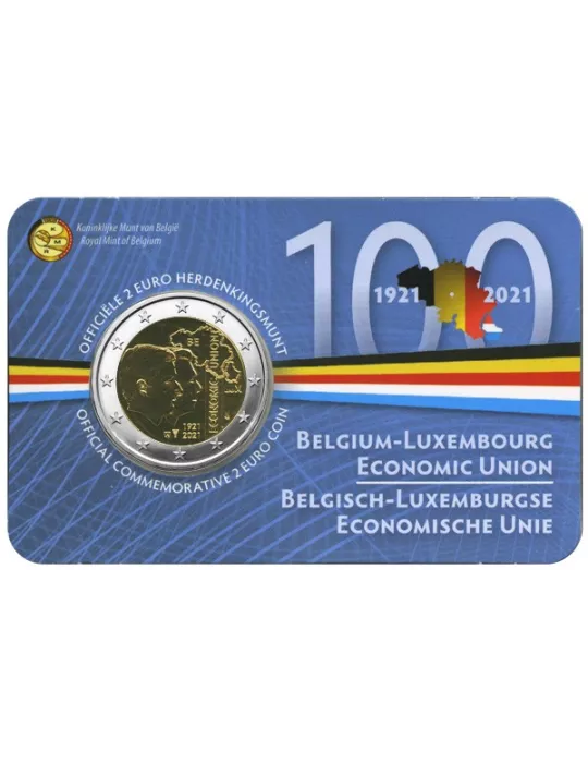 BU : 2 EURO COMMEMORATIVE 2021 : BELGIQUE - UNION ECONOMIQUE AVEC LE LUXEMBOURG (Version flamande)