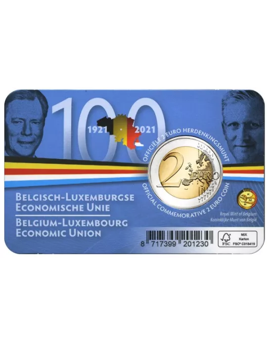 BU : 2 EURO COMMEMORATIVE 2021 : BELGIQUE - UNION ECONOMIQUE AVEC LE LUXEMBOURG (Version flamande)