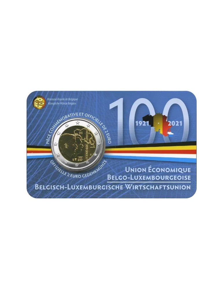 BU : 2 EURO COMMEMORATIVE 2021 : BELGIQUE - UNION ECONOMIQUE LE LUXEMBOURG (Version francophone)