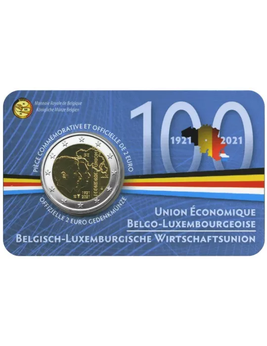BU : 2 EURO COMMEMORATIVE 2021 : BELGIQUE - UNION ECONOMIQUE LE LUXEMBOURG (Version francophone)