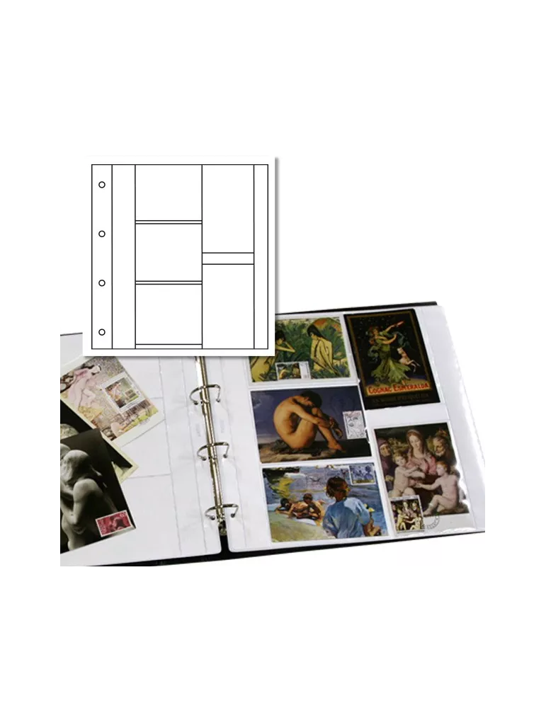Recharges ALBUM CP LUXE : 3 cases horizontales + 2 verticales (Cartes Postales modernes)