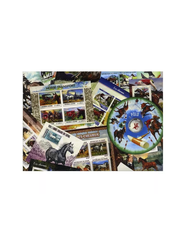 CHEVAUX : pochette de 15 timbres (Neufs)