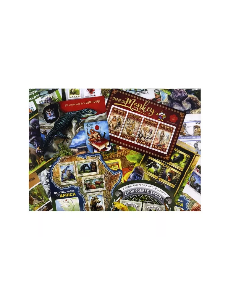 SINGES : pochette de 20 timbres (Neufs)