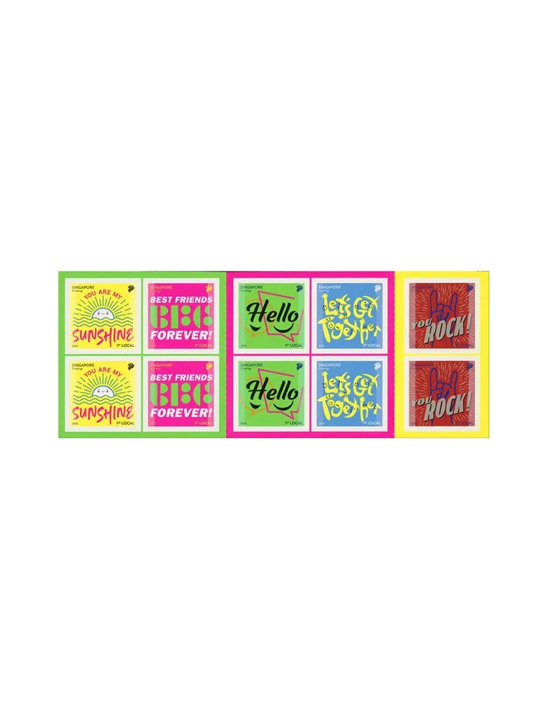 n° 2494/2493 et n° 2494/2498 (les 10 valeurs) - Timbre SINGAPOUR Poste