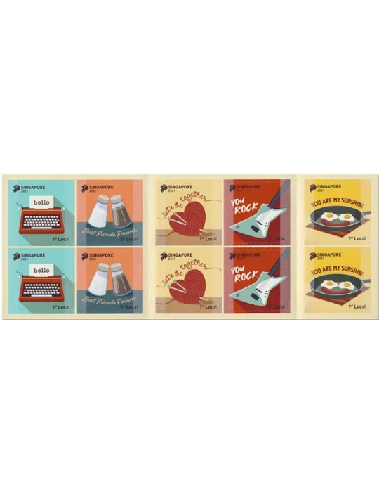 n° 2494/2493 et n° 2494/2498 (les 10 valeurs) - Timbre SINGAPOUR Poste