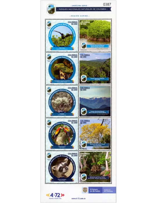 n° 2516/2525 - Timbre COLOMBIE Poste