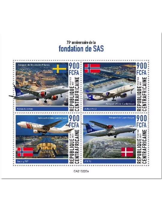 n° 7770/7773 - Timbre CENTRAFRIQUE Poste