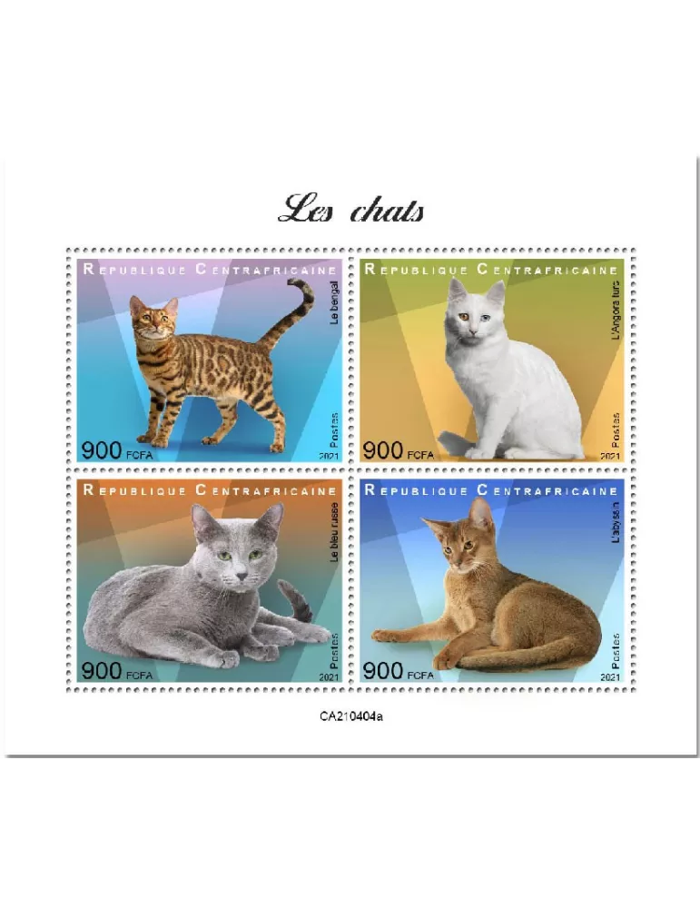 n° 8037/8040 - Timbre CENTRAFRIQUE Poste