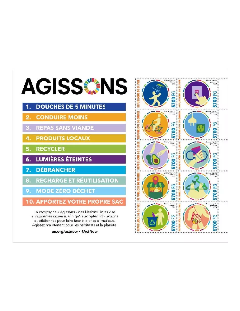 n° 10621/10630 - Timbre GUINEE Poste