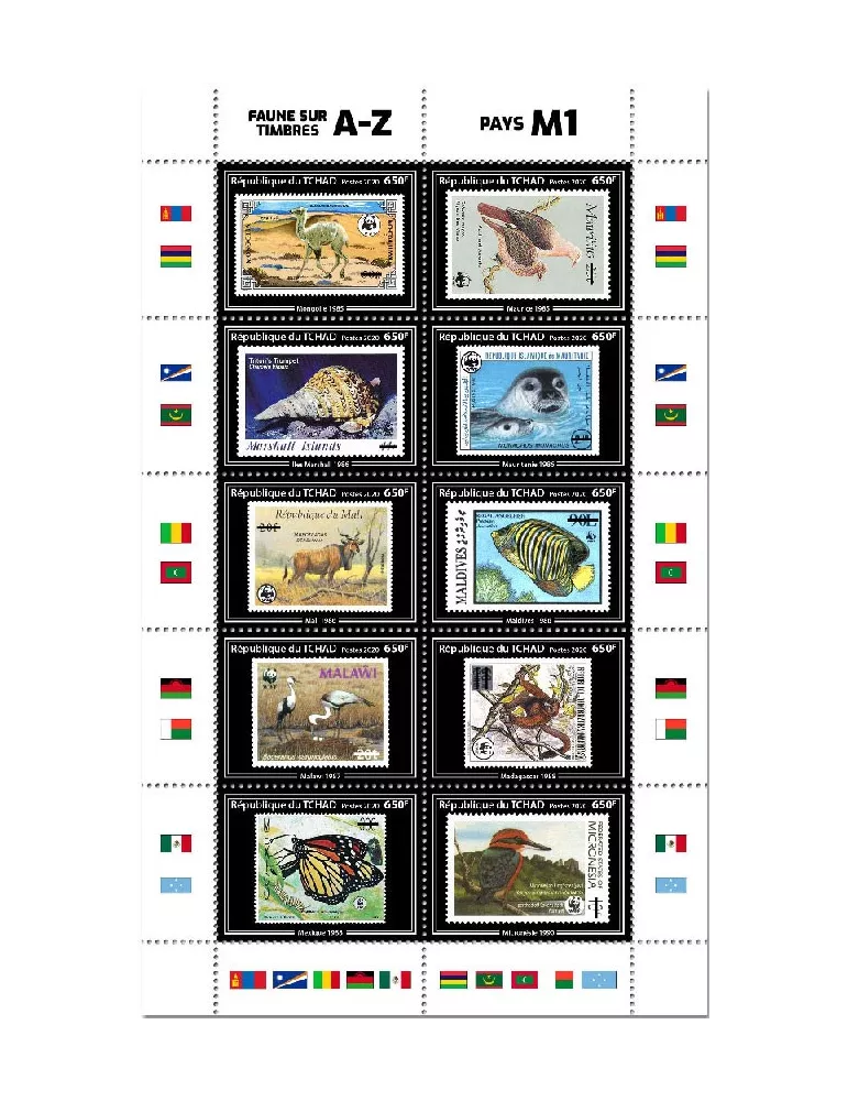 n° 2527/2536 - Timbre TCHAD Poste