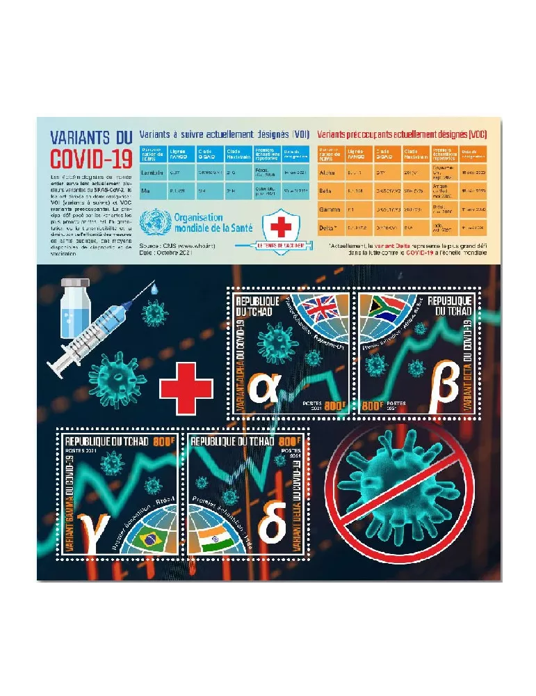 n° 3940/3943 - Timbre TCHAD Poste