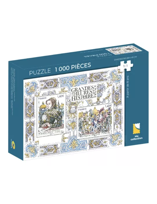 PUZZLE TIMBRÉS : LES GRANDES HEURES DE L’HISTOIRE DE FRANCE (1000 PIECES)