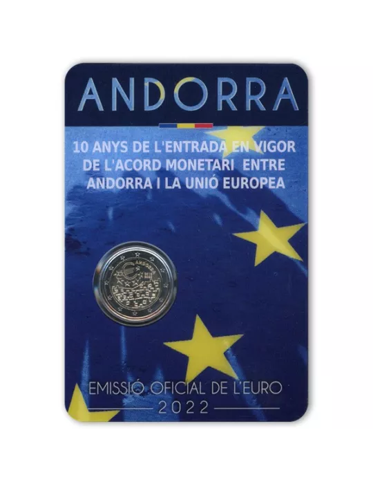 BU : 2 EURO COMMEMORATIVE 2022 : ANDORRE (Accord Monétaire entre Andorre et l´union Européenne)