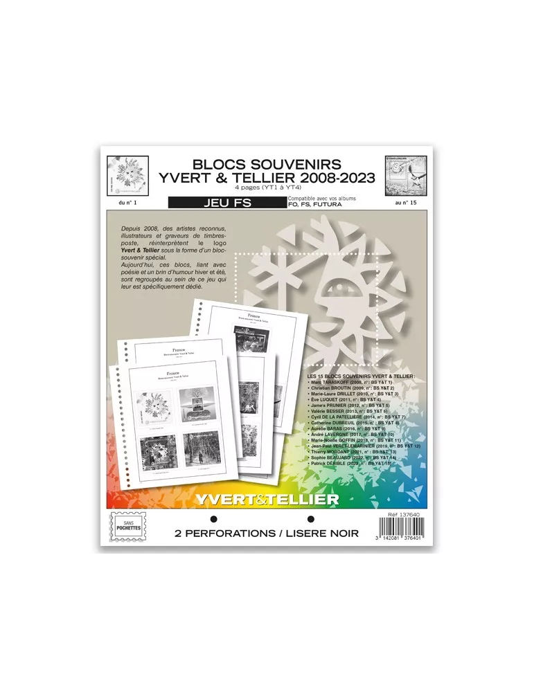 FEUILLETS YVERT & TELLIER FS : 2008/2023 (JEUX SANS POCHETTES)