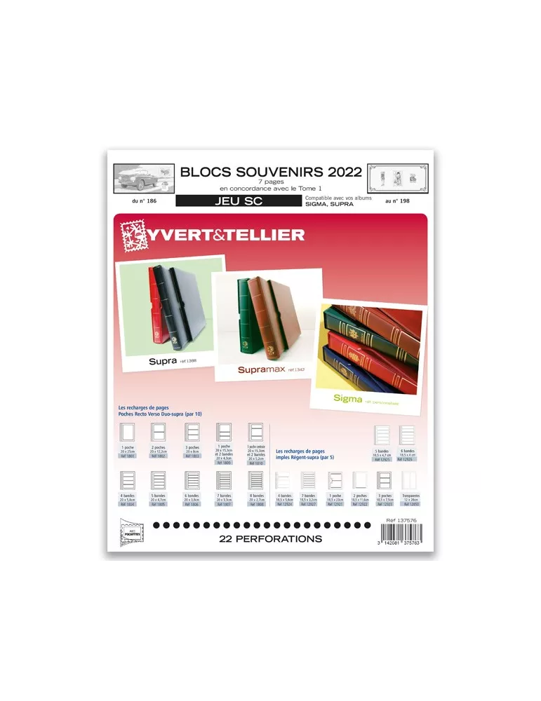 BLOCS SOUVENIRS SC : 2022 (JEUX AVEC POCHETTES)