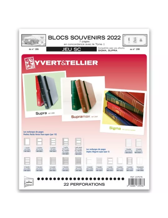 BLOCS SOUVENIRS SC : 2022 (JEUX AVEC POCHETTES)