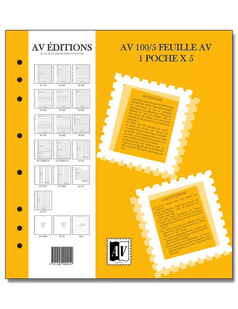 Feuille AV : 1 poche (x5) - AV EDITIONS®