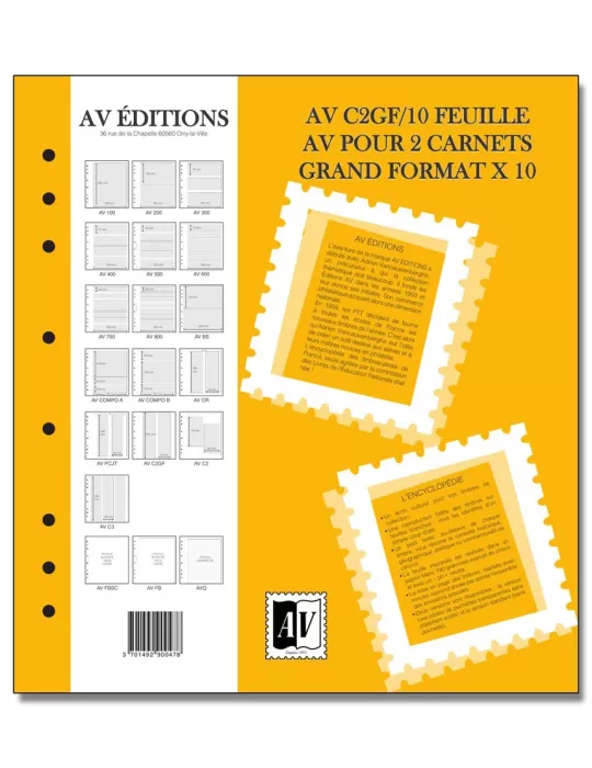 Feuille AV : pour 2 carnets grand format (x10) - AV EDITIONS®