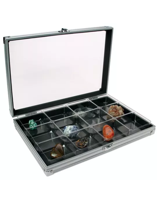VITRINE ALU COMPACT : 12 CASES (65 x 58 mm) - SAFE®
