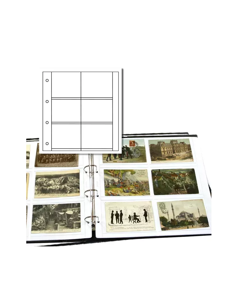 Recharges ALBUM CP LUXE : 6 cases horizontales (Cartes Postales anciennes)