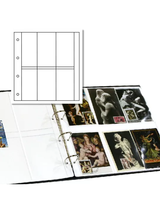 Recharges ALBUM CP LUXE : 6 cases verticales (Cartes Postales anciennes)