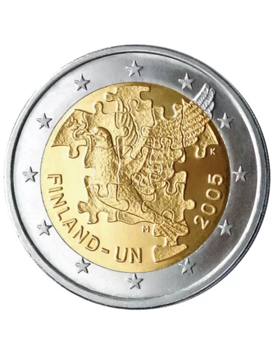 2 EURO COMMEMORATIVE 2005 : FINLANDE (60 ans des NU et 50 ans de l'adhésion de la Finlande aux NU)
