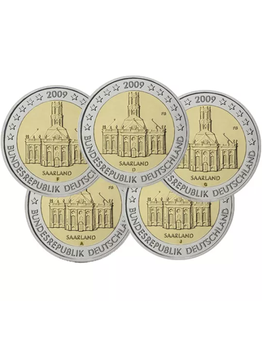 2 EURO COMMEMORATIVE 2009 : ALLEMAGNE (Présidence de la Sarre au Bundesrat les 5 pièces)