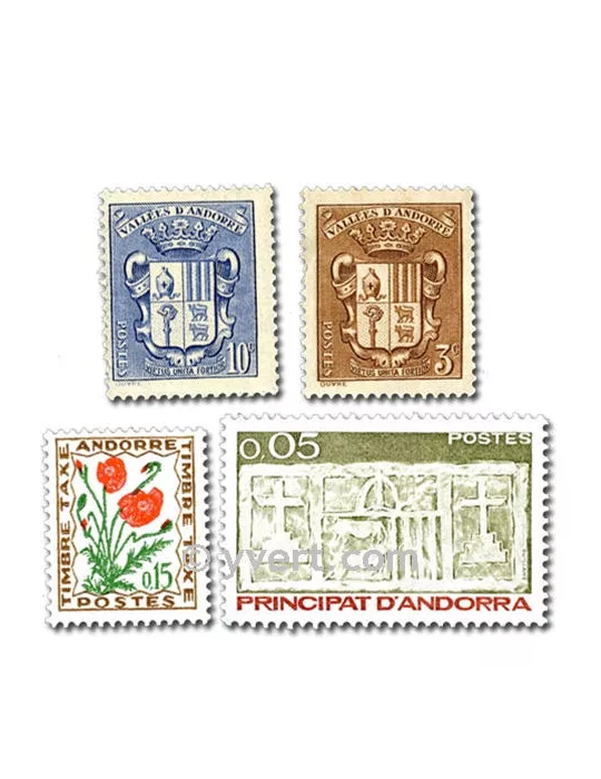 ANDORRE FRANCAIS : pochette de 25 timbres (Oblitérés)