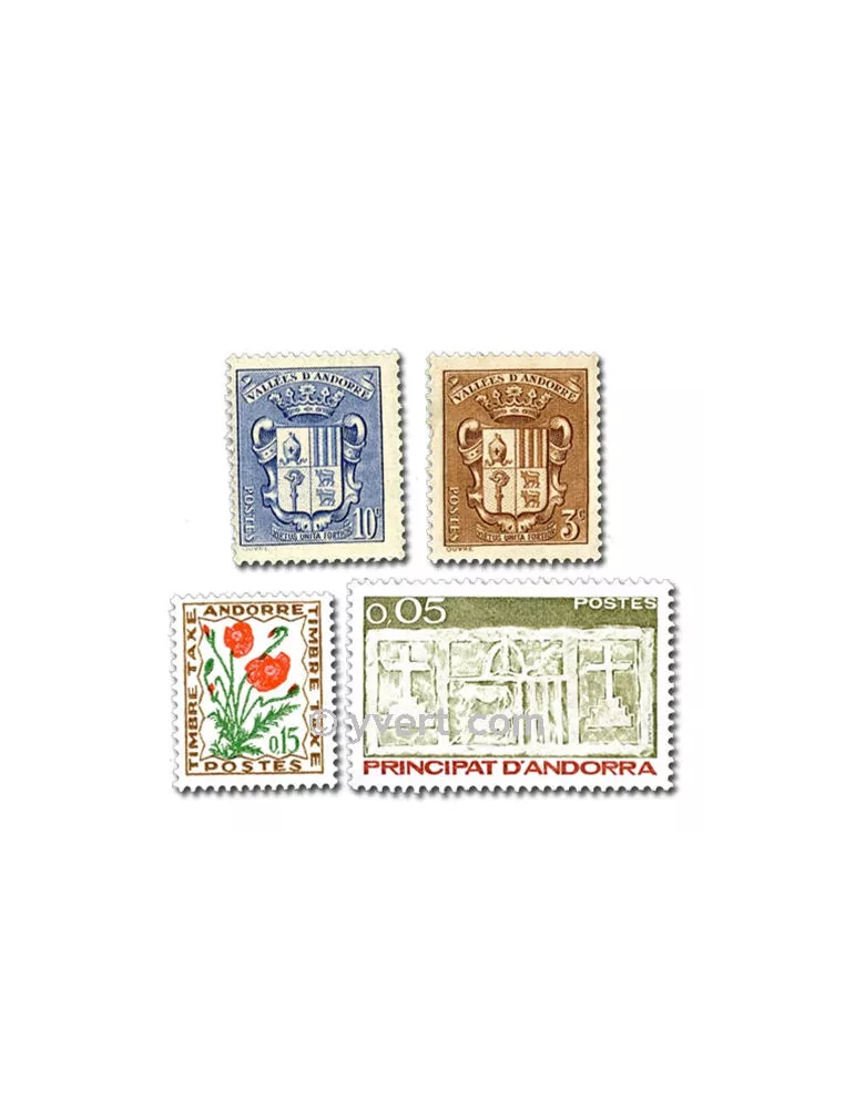 ANDORRE FRANCAIS : pochette de 50 timbres (Oblitérés)