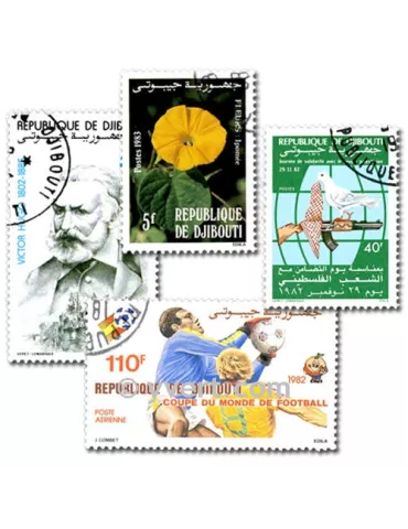 DJIBOUTI : pochette de 100 timbres (Oblitérés)
