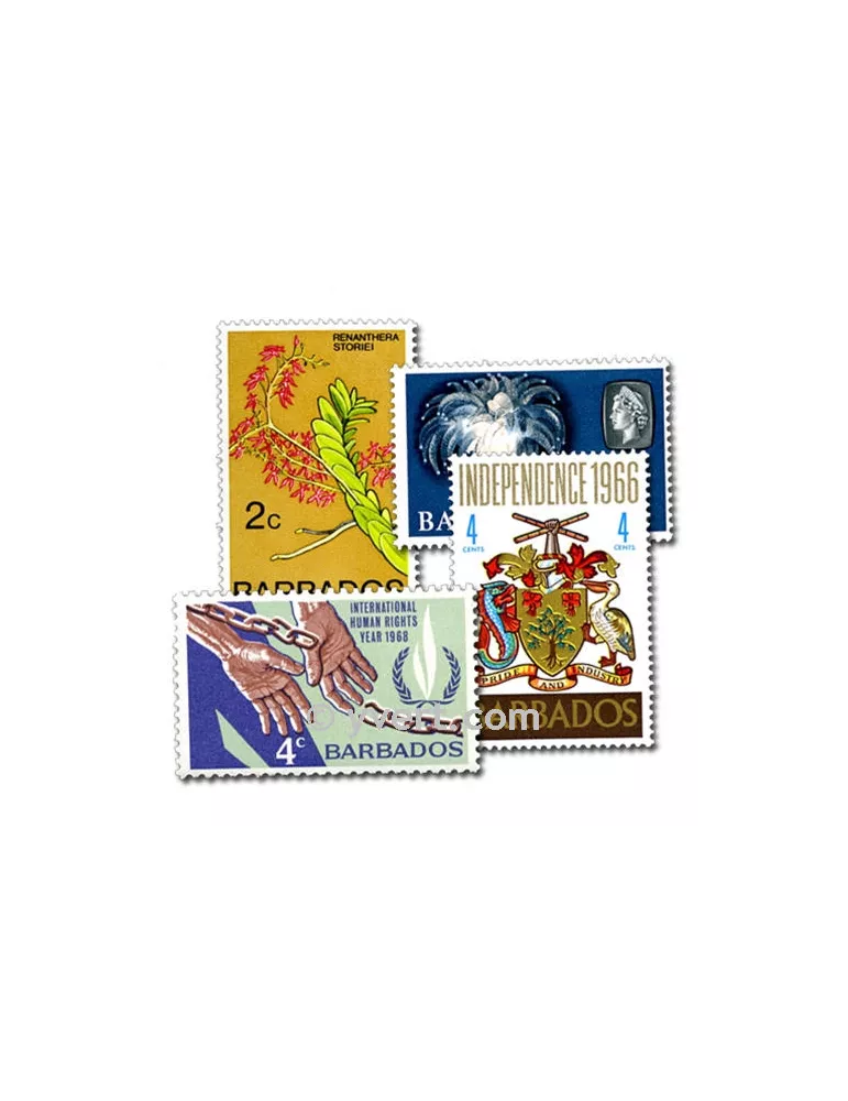 BARBADE : pochette de 25 timbres (Oblitérés)