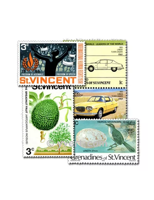 ST VINCENT DE GRENADINES : pochette de 100 timbres (Oblitérés)