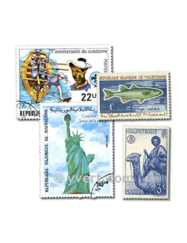 MAURITANIE : pochette de 200 timbres (Oblitérés)